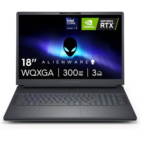 Alienware 18 Area-51 Gaming Laptop AA18250-18-inch QHD+ 300Hz 3ms Display, Intel Core Ultra 9-275HX, 32GB DDR5 RAM, 1TB SSD, NVIDIA GeForce RTX 5070, Windows 11 Home, Onsite Service - Liquid Teal