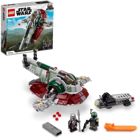 LEGO Star Wars Boba Fett Starship 75312 Building Toy - Mandalorian Model Set Featuring Iconic Starfighter with Rotating Wings and 2 Minifigures