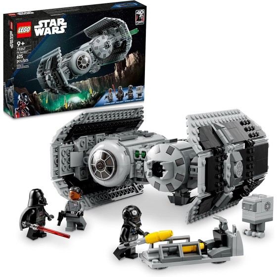LEGO Star Wars TIE Bomber Model Building Kit, Star Wars Toy Starfighter with Gonk Droid Figure, Darth Vader Minifigure and Lightsaber