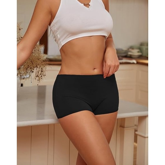 ROSYCORAL Boy Shorts Underwear for Women Cotton Panties Mid Rise Undies Full Coverage Boxers Briefs Boyshort 4 Pack S-XXL