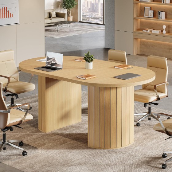 Tribesigns 5 ft Conference Table for 4-6 People, 62.99-Inch Large Meeting Table for Office, Boardroom, Training Seminar (Natural)